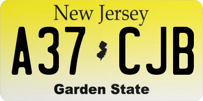 NJ license plate A37CJB