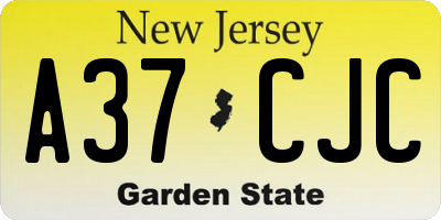 NJ license plate A37CJC