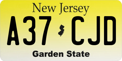 NJ license plate A37CJD
