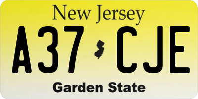 NJ license plate A37CJE