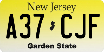 NJ license plate A37CJF