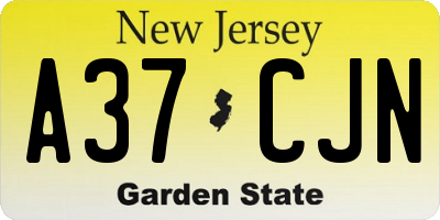 NJ license plate A37CJN
