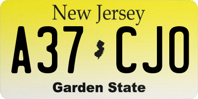 NJ license plate A37CJO