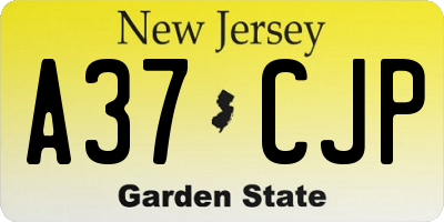 NJ license plate A37CJP