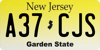 NJ license plate A37CJS