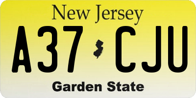 NJ license plate A37CJU