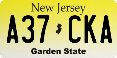 NJ license plate A37CKA