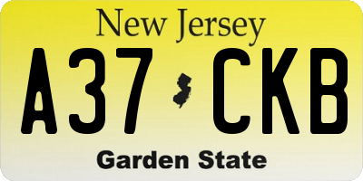 NJ license plate A37CKB