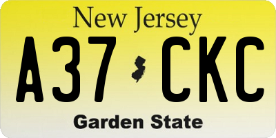 NJ license plate A37CKC