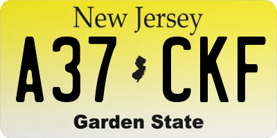 NJ license plate A37CKF