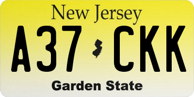 NJ license plate A37CKK