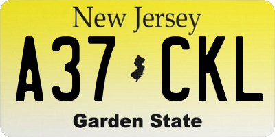 NJ license plate A37CKL