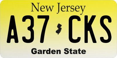 NJ license plate A37CKS