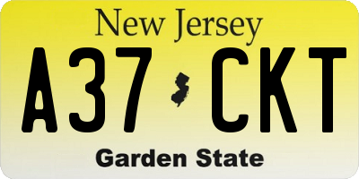 NJ license plate A37CKT