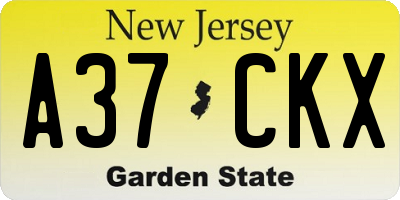 NJ license plate A37CKX