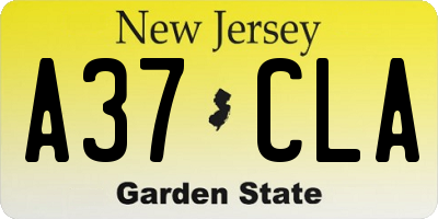 NJ license plate A37CLA