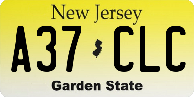 NJ license plate A37CLC