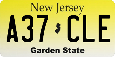 NJ license plate A37CLE