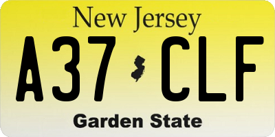 NJ license plate A37CLF
