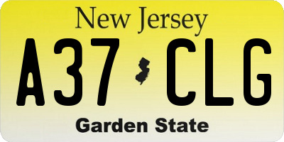 NJ license plate A37CLG