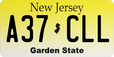 NJ license plate A37CLL
