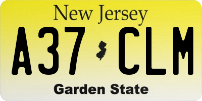 NJ license plate A37CLM