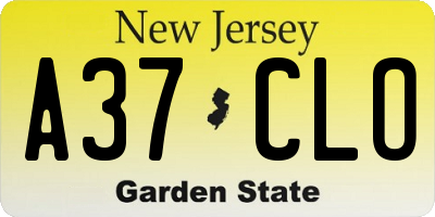 NJ license plate A37CLO