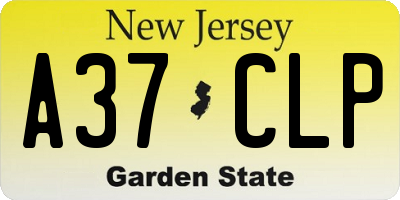 NJ license plate A37CLP