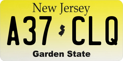 NJ license plate A37CLQ