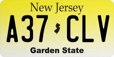 NJ license plate A37CLV