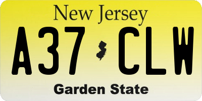 NJ license plate A37CLW