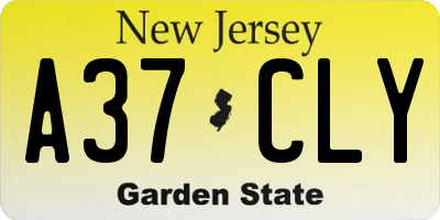 NJ license plate A37CLY