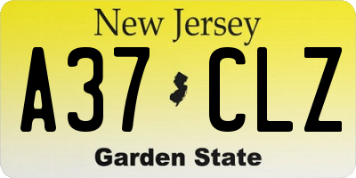 NJ license plate A37CLZ