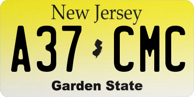 NJ license plate A37CMC