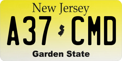 NJ license plate A37CMD