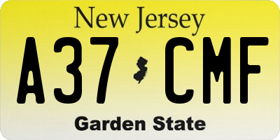 NJ license plate A37CMF