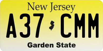NJ license plate A37CMM