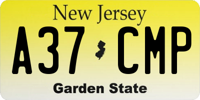 NJ license plate A37CMP