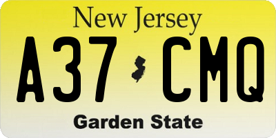 NJ license plate A37CMQ