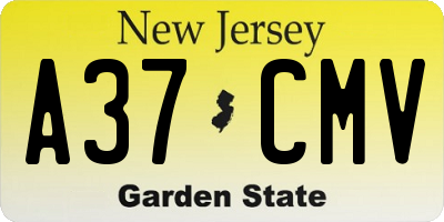 NJ license plate A37CMV