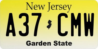 NJ license plate A37CMW
