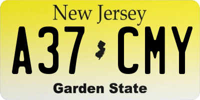 NJ license plate A37CMY