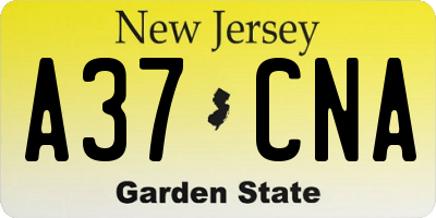 NJ license plate A37CNA