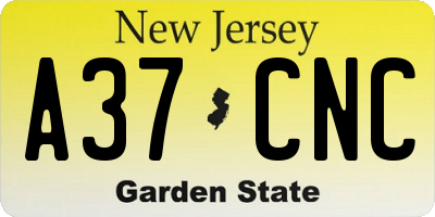 NJ license plate A37CNC