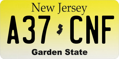 NJ license plate A37CNF