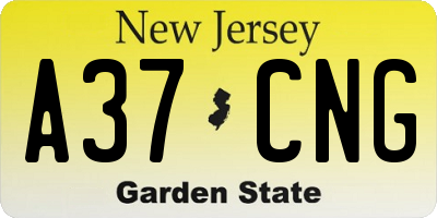 NJ license plate A37CNG