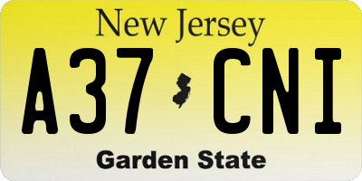 NJ license plate A37CNI