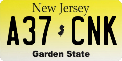 NJ license plate A37CNK