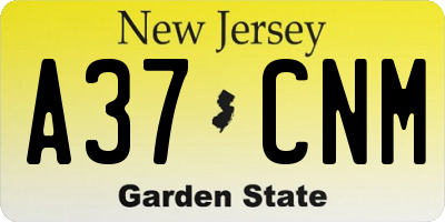 NJ license plate A37CNM
