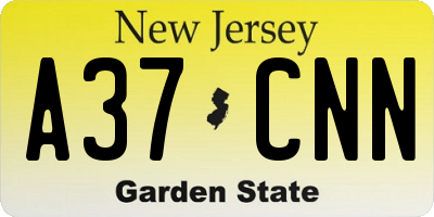 NJ license plate A37CNN